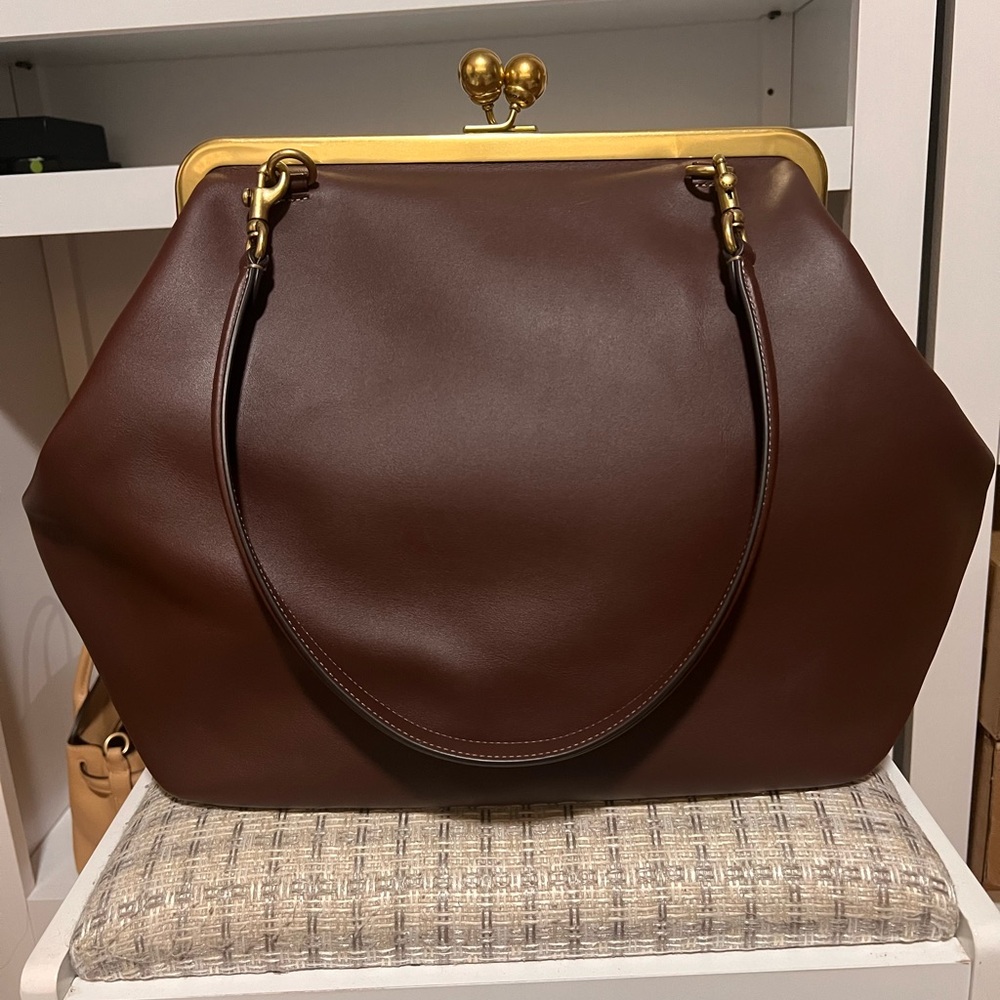 Coach Large Kisslock Frame Bag Brown